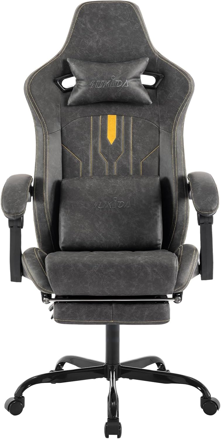 Massage - Silla de juego con reposapiés, silla