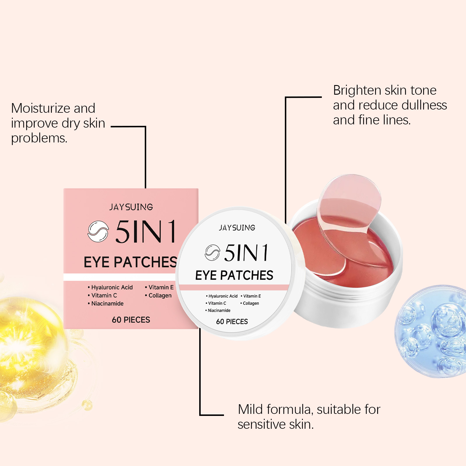JAYSUING Parches para Ojos 5 e - Hyaluronic Acid Facial Serum reseña y precio