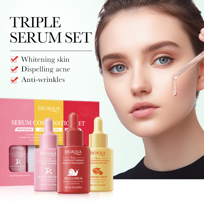 3 unids/set BIOAQUA vitamina C - Hyaluronic Acid Facial Serum reseña y precio
