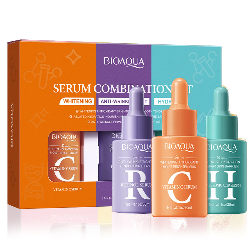 3 unids/set BIOAQUA vitamina C - Hyaluronic Acid Facial Serum reseña y precio