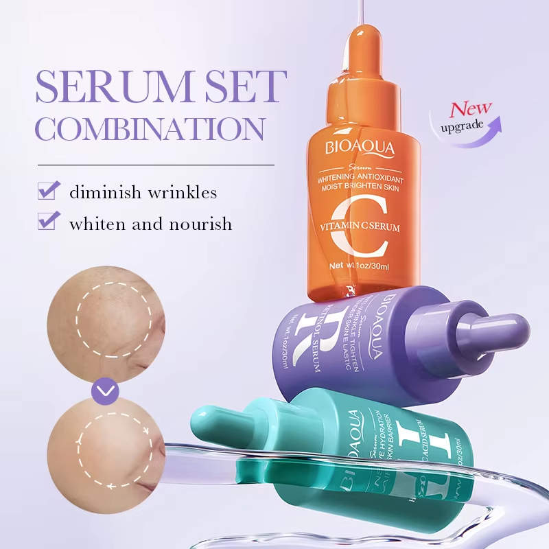 3 unids/set BIOAQUA vitamina C - Hyaluronic Acid Facial Serum reseña y precio