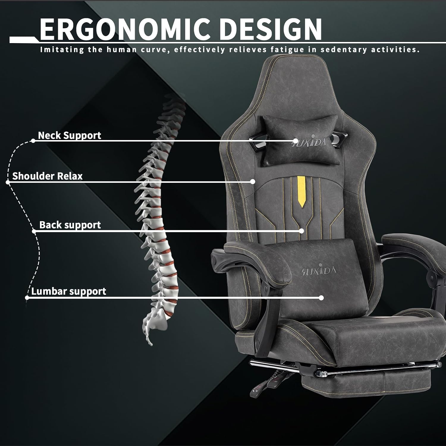 Silla de juego con reposapiés, - Massage reseña y precio