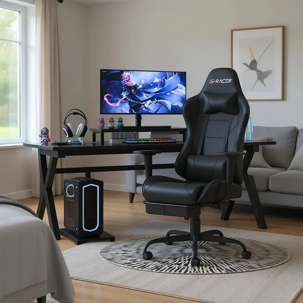 Silla de juego con reposapiés, - Massage reseña y precio