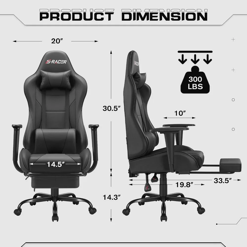 Silla de juego con reposapiés, - Massage reseña y precio