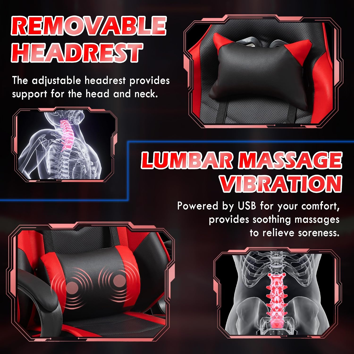 Silla de juego ergonómica roja - Massage reseña y precio